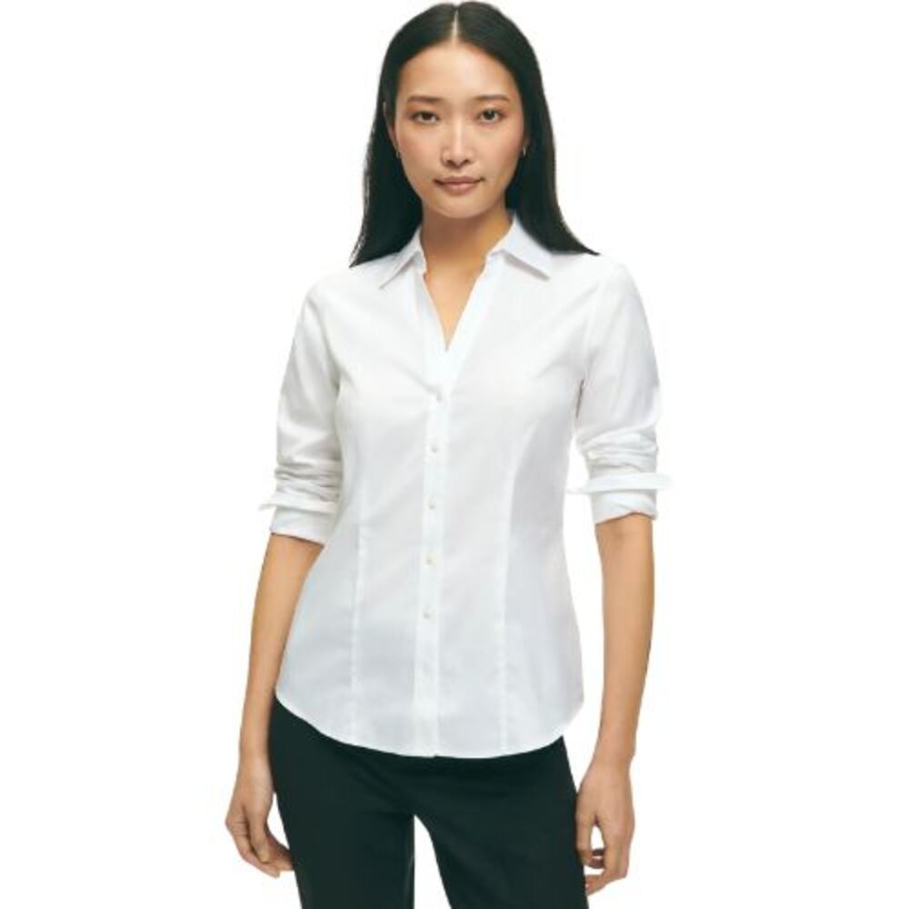 Brooks Brothers Tailored Fit Non-Iron Stretch White Button Down Shirt Size 6